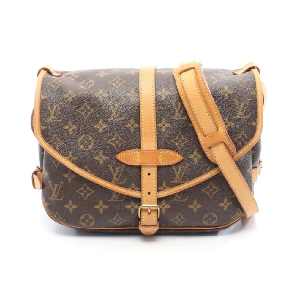 Louis Vuitton Saumur Shoulder Bag Canvas Leather Monogram Brown